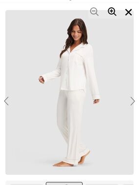 Women's Long-Sleeve Pajama Set in White  xs tall